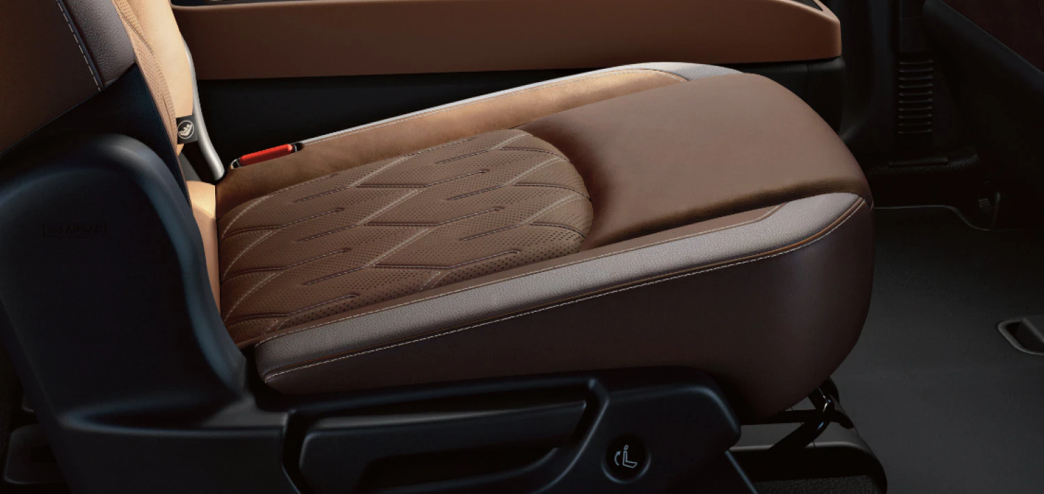 2026 nissan pathfinder close up premium brown perforated leather seat v2