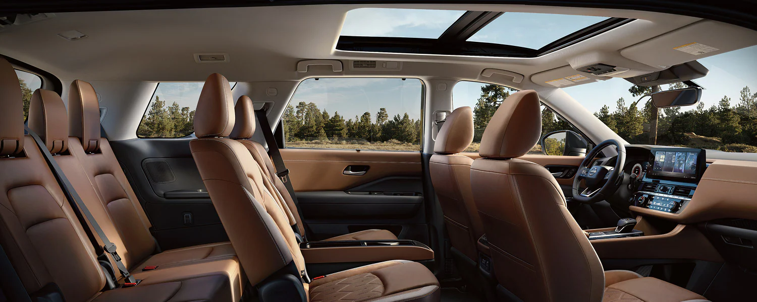 2026 nissan pathfinder interior brown leather seating spacious cabin